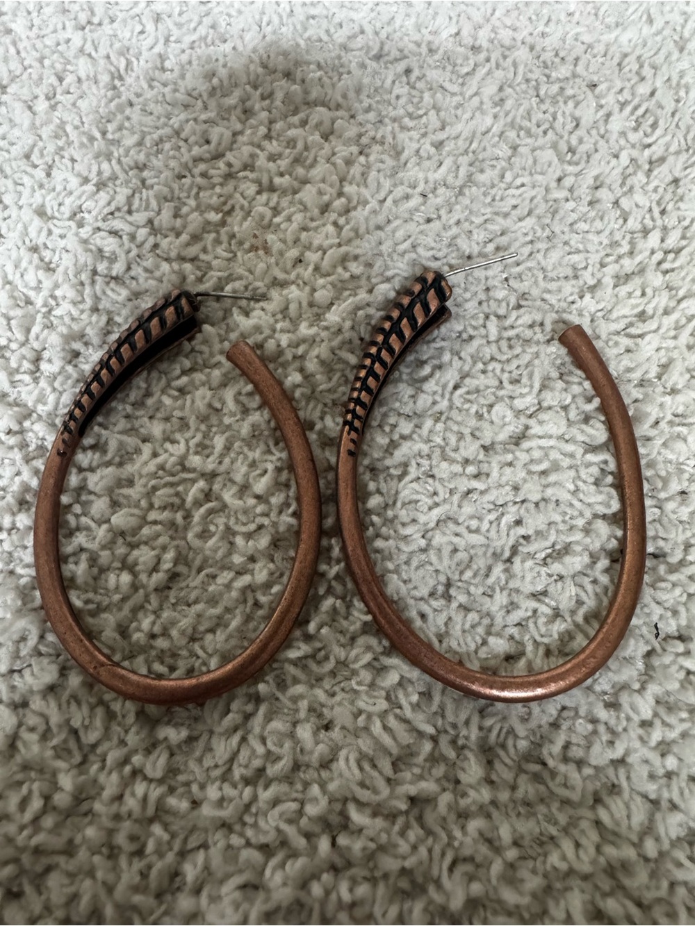 Paparazzi Copper-Tone Hoop Earrings with Black Stitch Detail